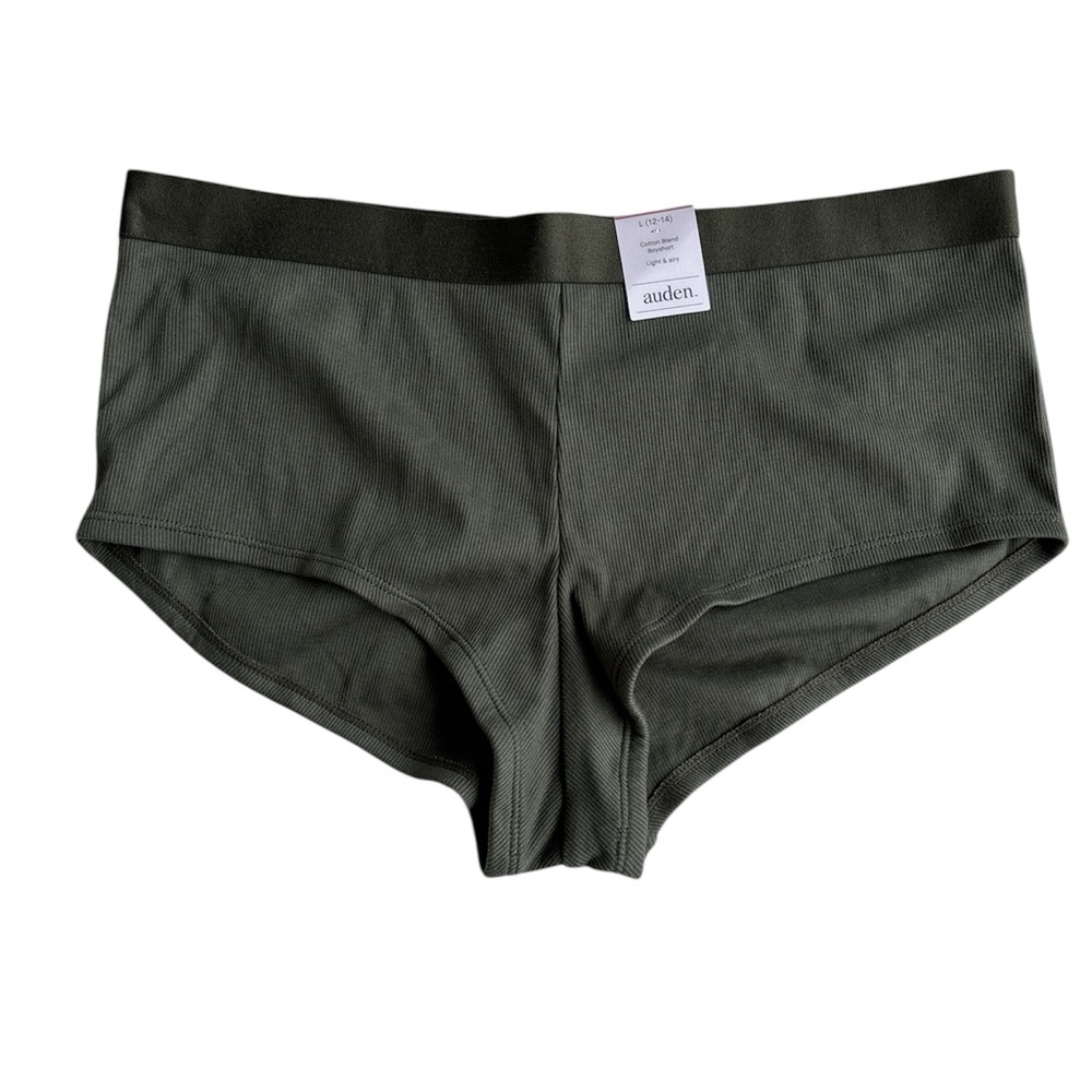 Auden Olive Boyshort Panties Underwear Cotton Blend Boyshort Light & Airy Size L